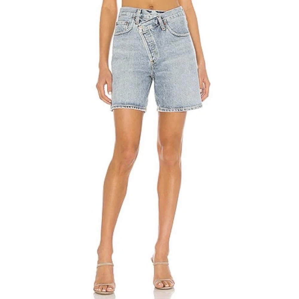 Agolde Light Wash Denim Jean Shorts